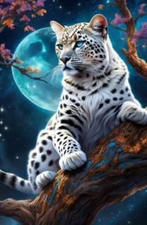 Diamond Painting Leopard im Mondscheinlicht